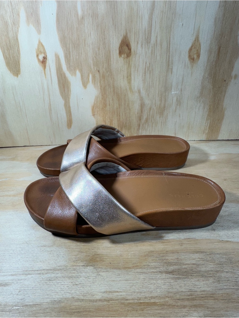 Cole Haan Metallic & Brown Slide Sandals Women’s Size 7.5